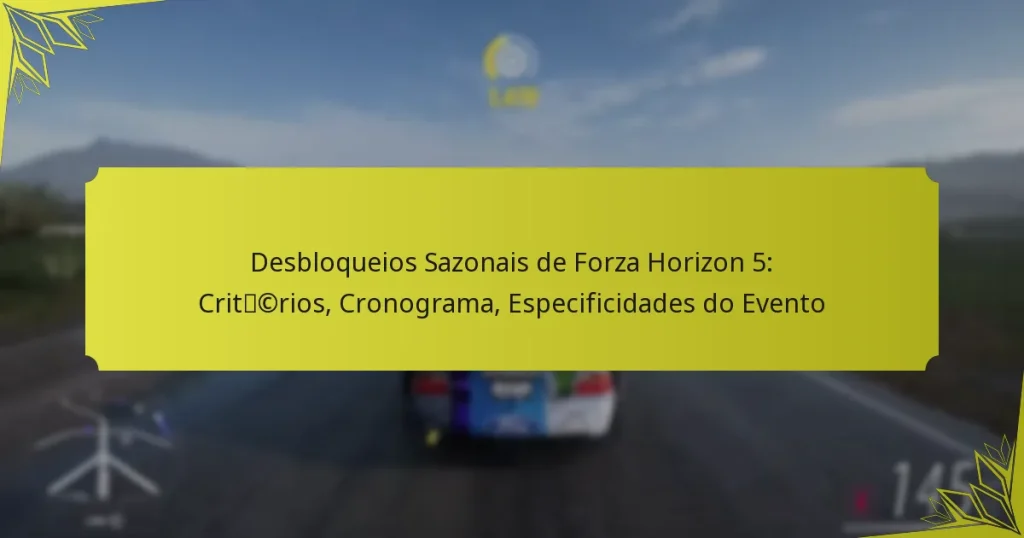Desbloqueios Sazonais de Forza Horizon 5: Critérios, Cronograma, Especificidades do Evento